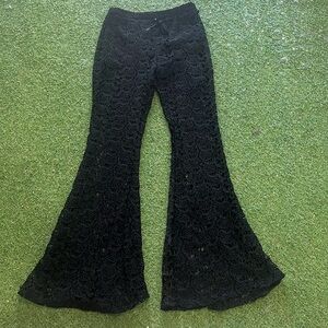 Do+Be Black See Through Lace Flare Beach Pants with Built in Shorts Size S